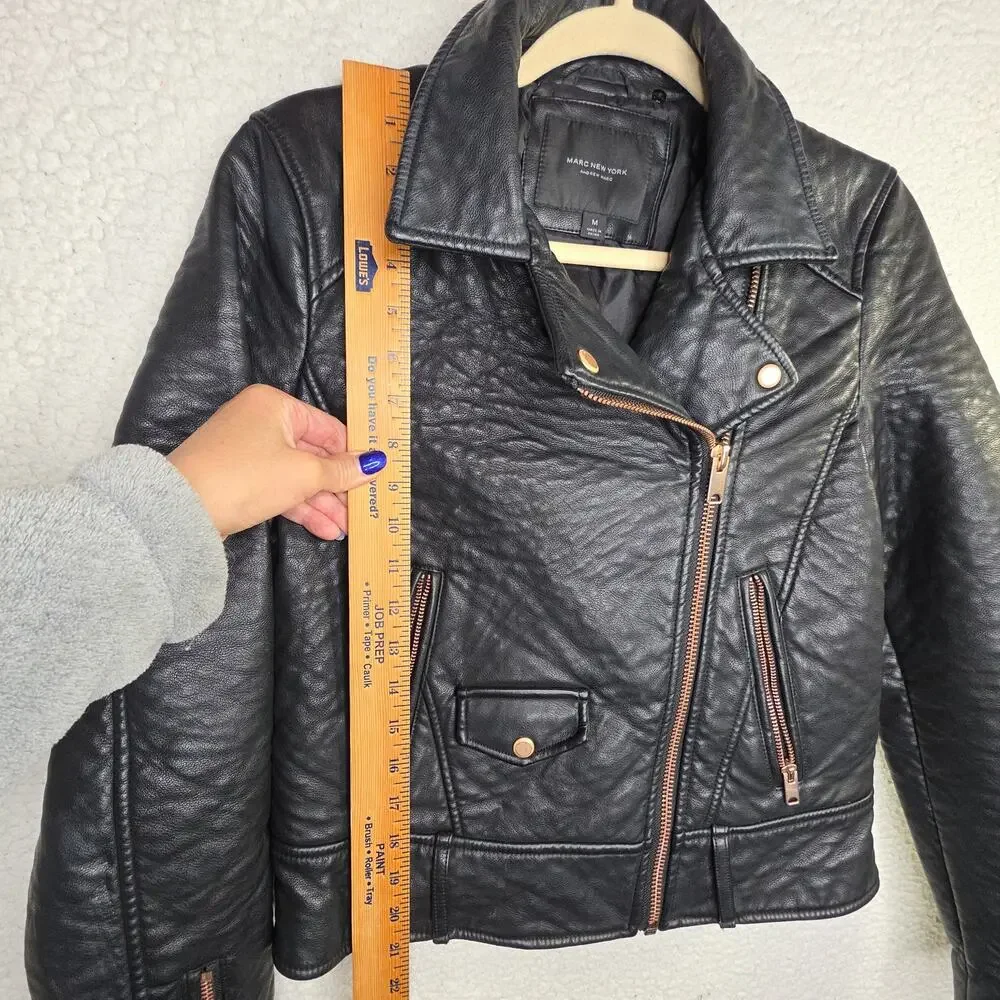 Marc NewYork SzM Faux Black Thick Sturdy 3D surface Moto Biker Jacket Gangster‎
